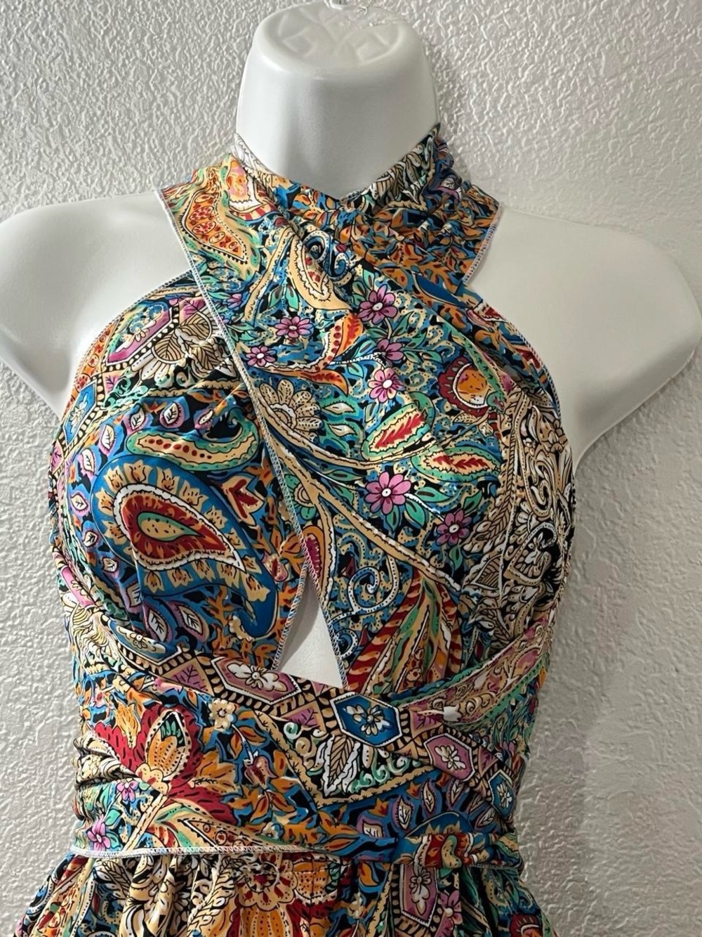 SHEIN Multicolor Paisley One-Shoulder Mini Dress